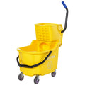 Homcom Mop Bucket Cart With Side Press Wringer, Metal Handle And 34 Quart Capacity, Yellow Yellow Iron Plastic