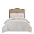 3 Piece Tufted Cotton Chenille Palm Comforter Set Off White Full Queen Queen Off White Cotton