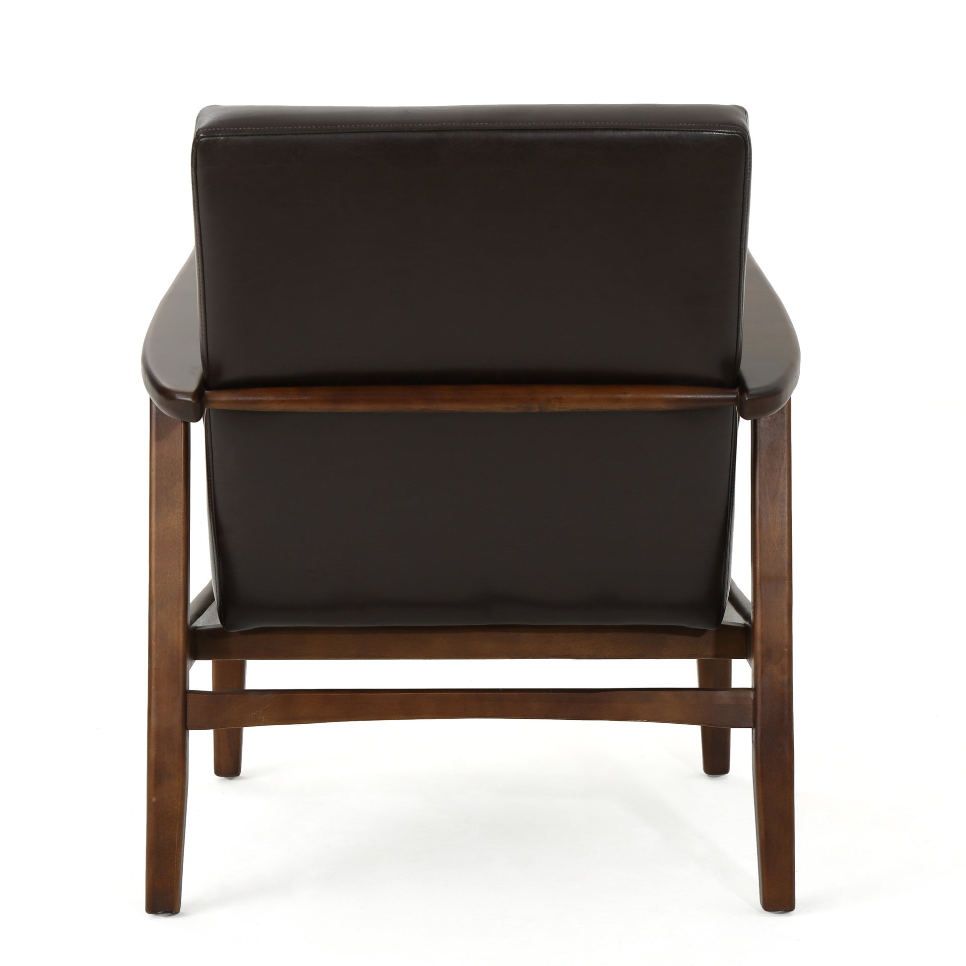 Club Chair, Mid Century Modern Faux Leather Club Chair With Wood Frame Brown Pu