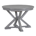 5 Piece Retro Functional Dining Table Set Extendable Round Table And 4 Upholstered Chairs For Dining Room And Living Room Grey Grey Solid Wood