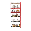 Red 6 Tier Slim Rolling Storage Cart, Mobile Shelving Unit With Wheels, Metal Wire Storage Shelving Rack With Baskets For Kitchen Bathroom Office Laundry Narrow Piaces Red Kitchen American Design,American Traditional Metal Metal