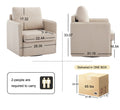 Swivel Accent Chair, Comfy Single Sofa Chair With Storage, Modern Arm Chair For Living Room, Fabric Swivel Armchair With Metal Base Beige Beige Brown Linen
