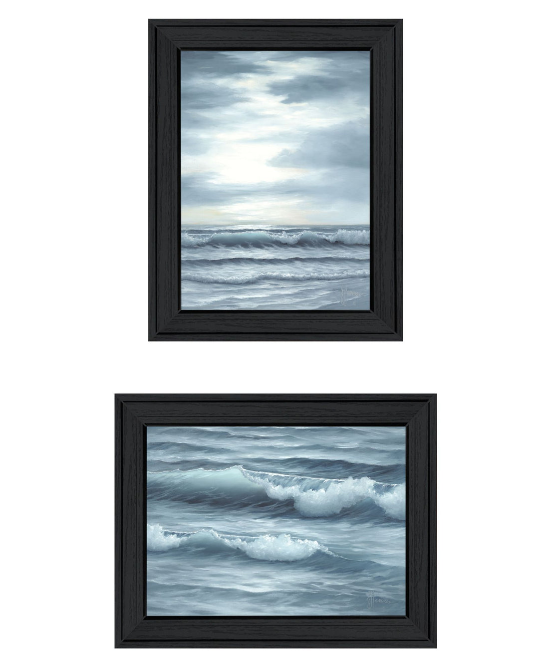 "The Ocean Blue High Tide At Sunset" Framed Wall Art For Living Room, Wall Art Print For Home Decor, Bedroom Wall Art By Georgia Janisse Multicolor Wood Paper