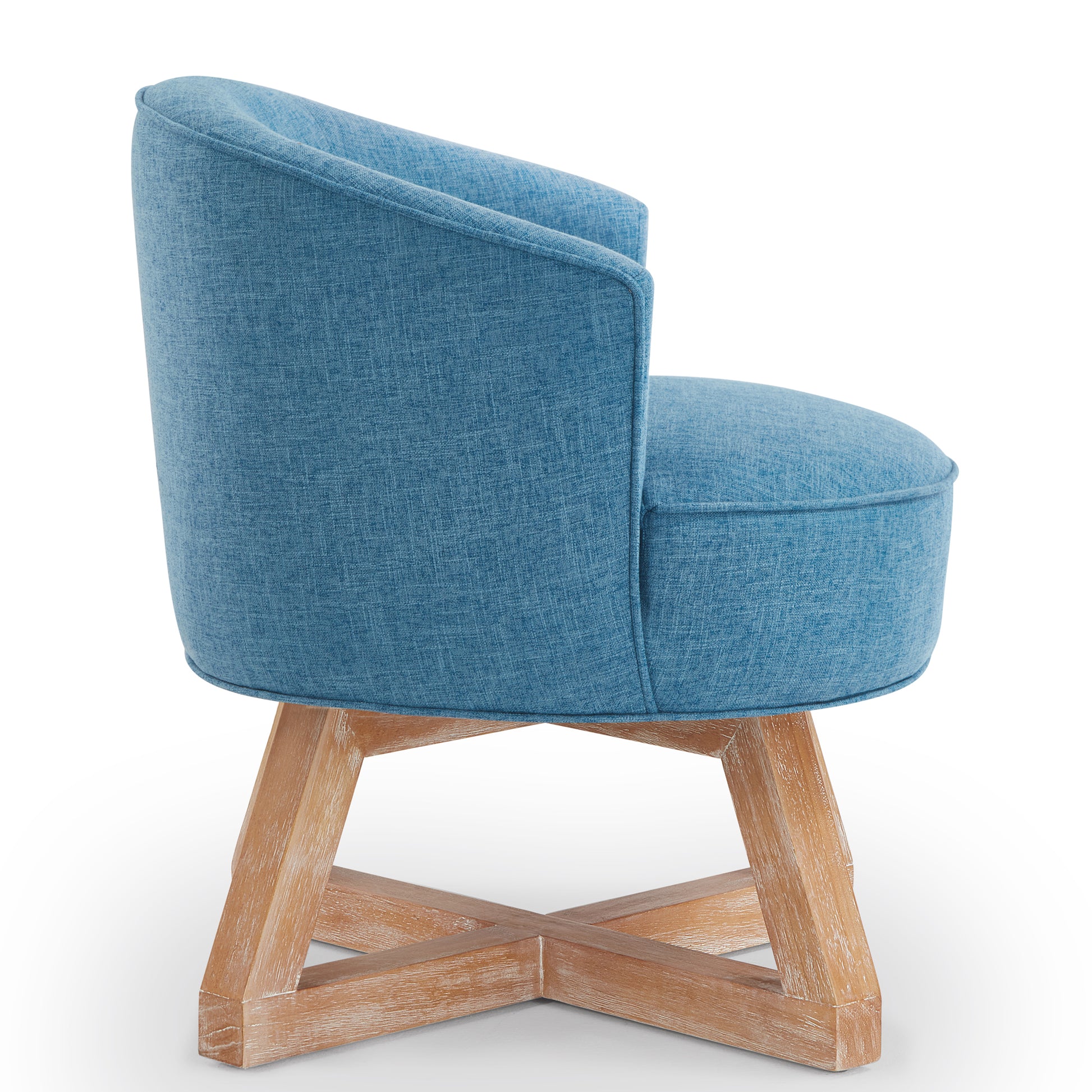 Swivel Chair With Cross Shaped Wooden Base,Lounge Chair With Solid Wood Legs, 360 Freely Swivel Chairclassic Linen Fabric For Living Room, Bedroom, Office, Dresser Light Blue Light Blue Primary Living Space American Design,Artsy,Classic,Modern Rubberwood