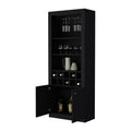 Cr Bar Cabinet, With Wine Storage And Thre Shelves Freestanding 5 Or More Spaces Black Primary Living Space Open Storage Space Contemporary,Modern Pine Particle Board Engineered Wood