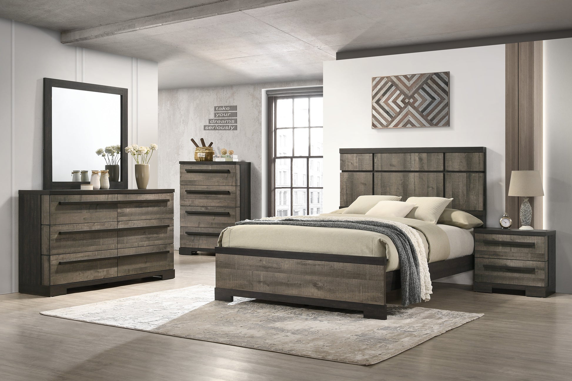 1Pc Contemporary 4 Drawer Chest Brown Gray Finish Wooden Bedroom Furniture Brown Brown Bedroom Contemporary,Transitional Wood