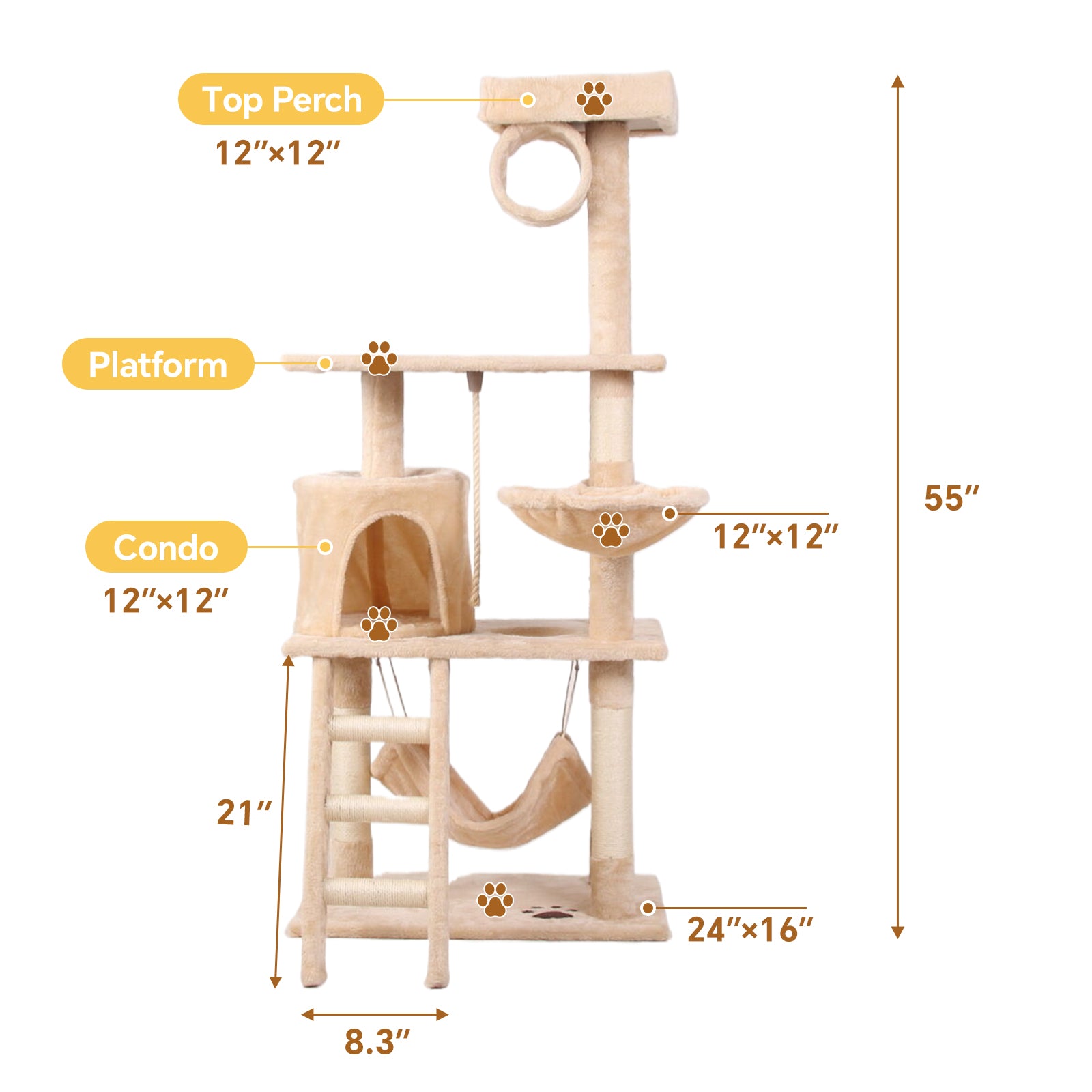 Cat Climbing Frame Cream White Altay Velvet