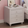 Modern Style Nightstand With 3 Drawers, Bed Side Table, End Table For Bedroom Living Room, Cream Grey Cream Grey Wood