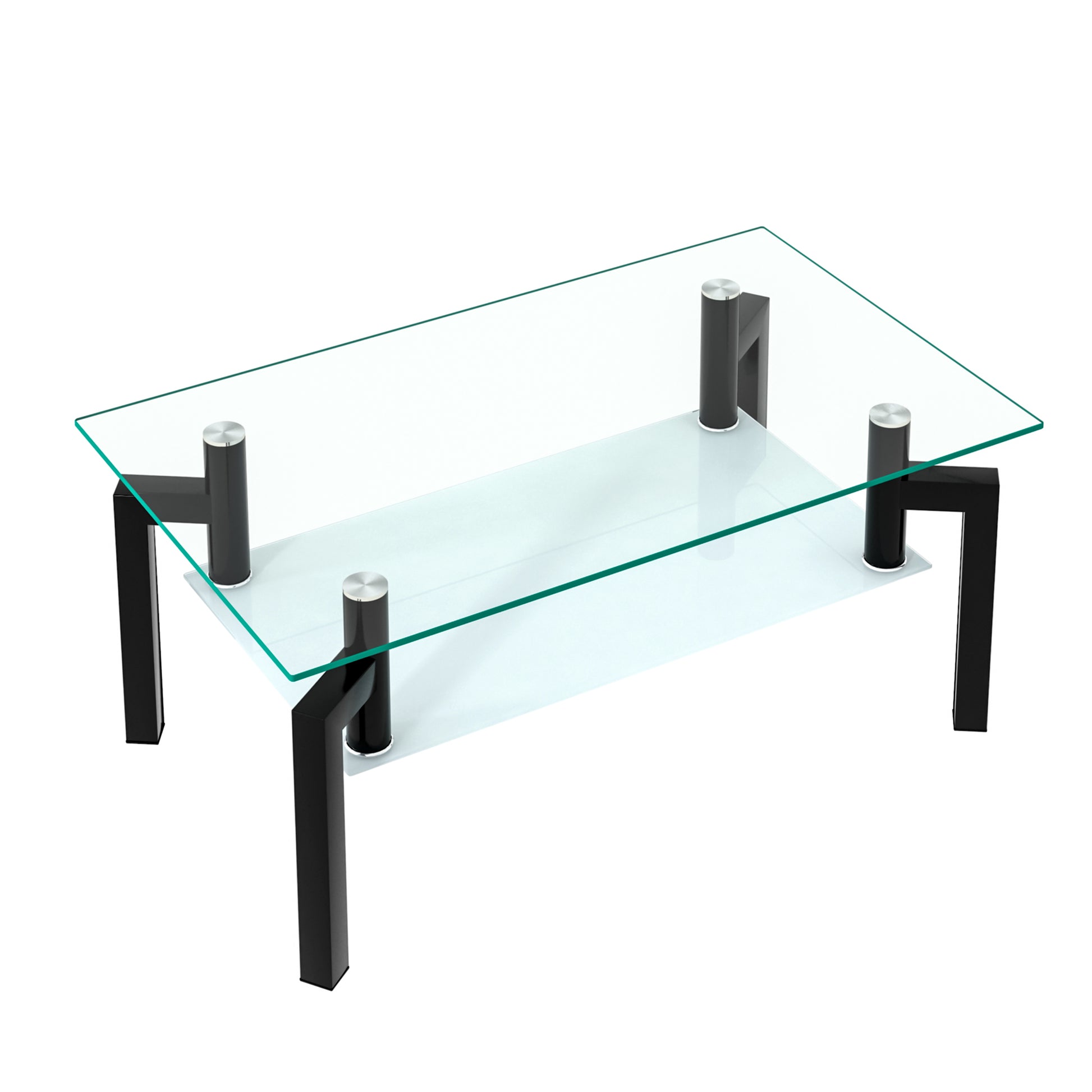 Rectangle Black Glass Coffee Table Clear Coffee Table Modern Side Center Tables For Living Room Living Room Furniture Black Glass