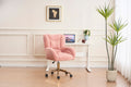 005 Teddy Fabric 360 Swivel Home Office Chair With Gold Metal Base And Universal Wheels,Pink Solid Pink Office Sponge Wipe Clean Modern Office Chairs Tufted Back Foam Swivel Teddy