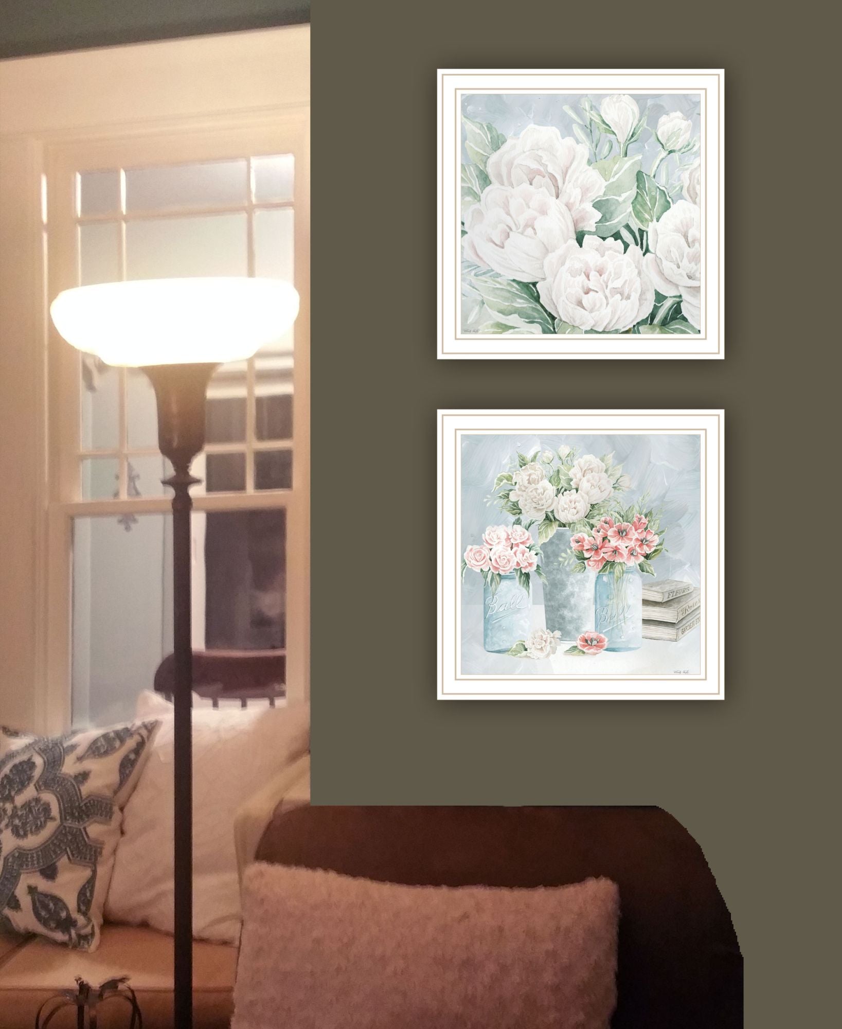 "Peaceful Pastel Peonies" Framed Wall Art For Living Room, Wall Art Print For Home Decor, Bedroom Wall Art By Cindy Jacobs Multicolor Wood Paper