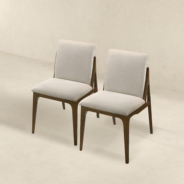 Grivelle Cream Fabric Dining Chair Set Of 2 Solid Brown,Cream Brown Dining Room Foam Wipe Clean Mid Century Modern Dining Chairs Engineered Hardwood 1 Foam Fabric,Solid Wood