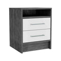 Philadelphia Nightstand, Two Drawers, Concealed Shelf Multicolor,Smoke Grey,White Mdf Engineered Wood