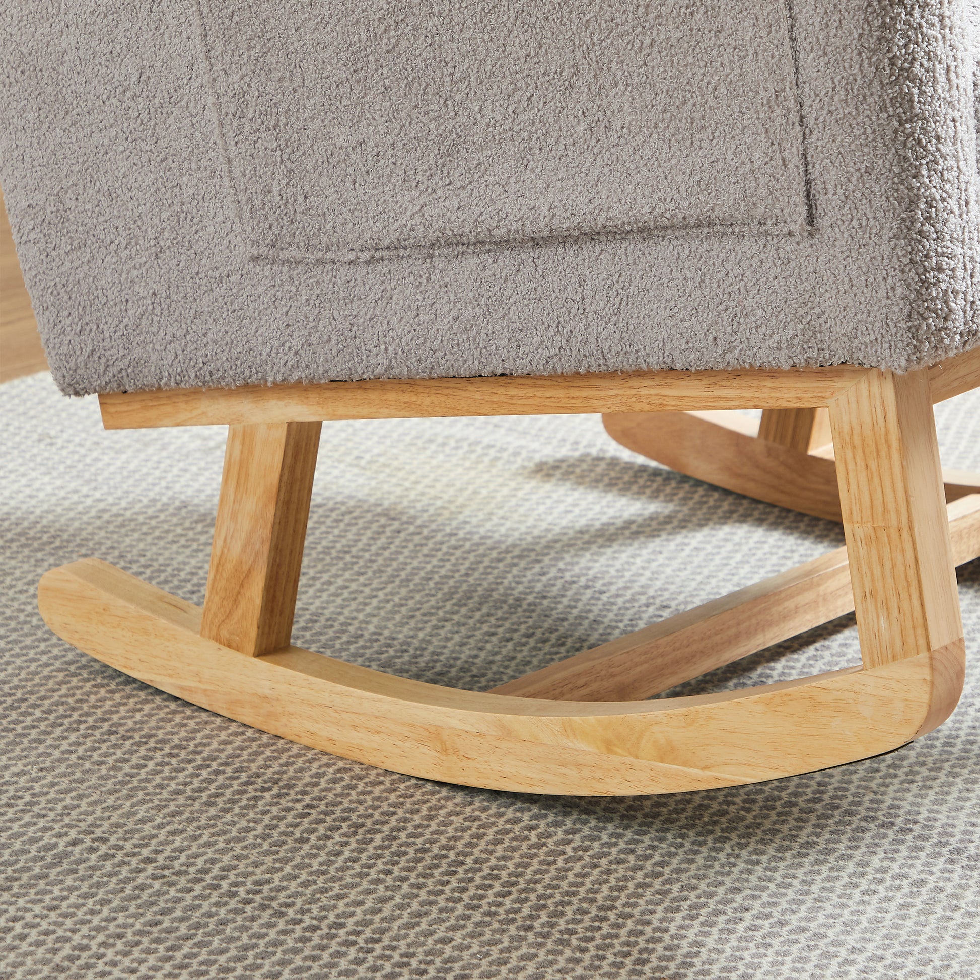 27.2"W Modern Accent High Backrest Living Room Lounge Arm Rocking Chair, Two Side Pocket Grey Foam Fabric