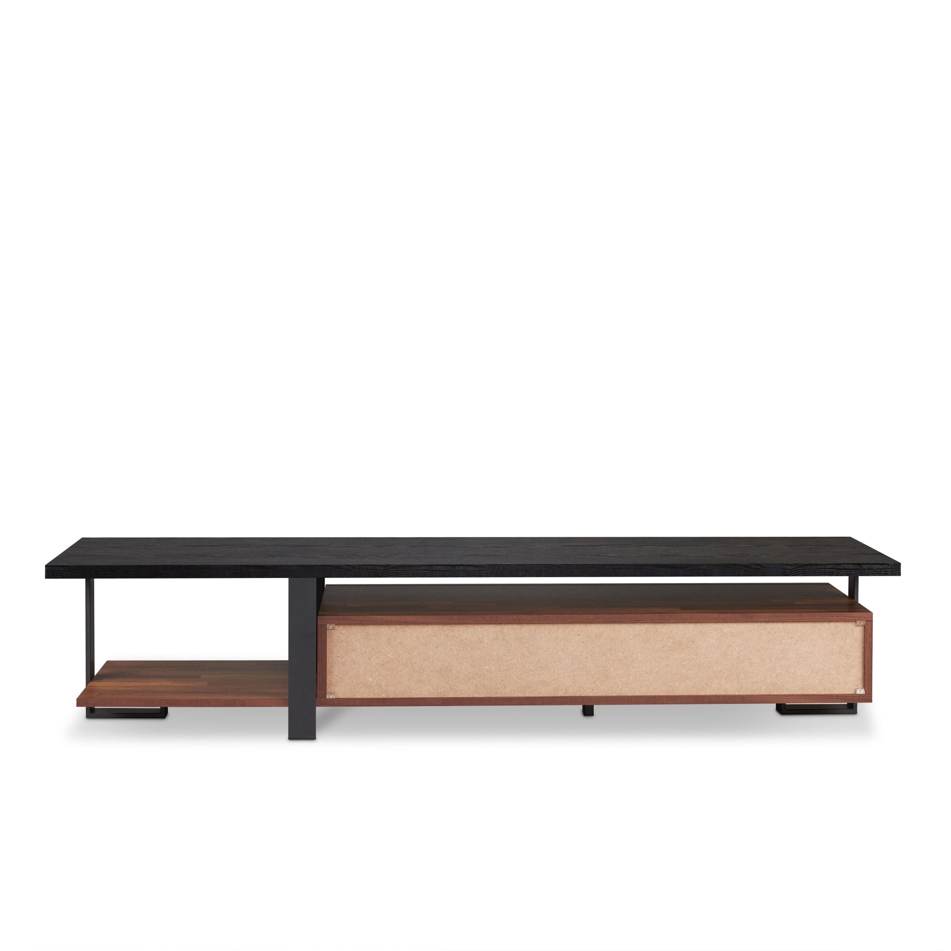 Walnut And Black 2 Drawer Tv Stand With 1 Shelf Walnut Black Primary Living Space 55 Inches 50 59 Inches Contemporary 55 Inches Wood