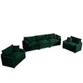 Luxurious And Sophisticated Sofa Set With Soft Cushions And Pillows, Home For Living Rooms And Clubs As Well As Home Theaters, Consisting Of Two Single Sofas And A 3 Seater Sofas In Green Corduroy Fab Green Corduroy 5 Seat
