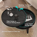 Modern Round Wood Rotating Tray Coffee Table With Storage & Metal Legs In Black Black Metal,Rubber Wood