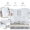 Table And Chair Set, Modern Luxurious White Imitation Marble Pattern Mdf Dining Table,Rectangular Dining Table, Matched With Uniquely Shaped Pu High Backrest Seats,Suitable For Various Occasions. White Seats 4 Mdf