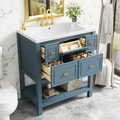 30'' Bathroom Vanity With Resin Sink Combo, Free Standing Single Vanity Set With 5 Drawers, Solid Wood Frame Bathroom Storage Cabinet, Blue 4 Blue 1 Bathroom Freestanding Modern Solid Wood Mdf Resin Painted