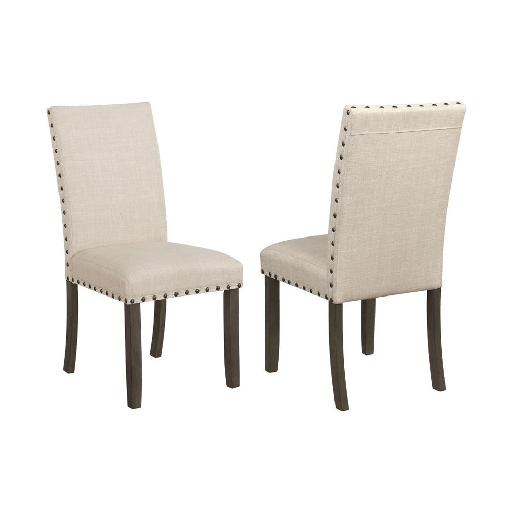 Set Of 2 Fabric Upholstered Side Chairs, Beige Solid Beige Dining Room Rectangular Side Chair Set Of 2 Fabric,Mdf