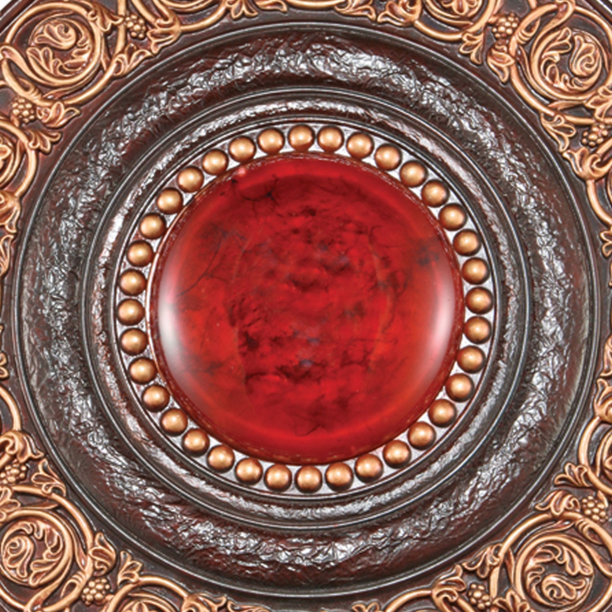 21" Diameter Polyresin Decorative Plaque, Red And Brown Multicolor Polyresin