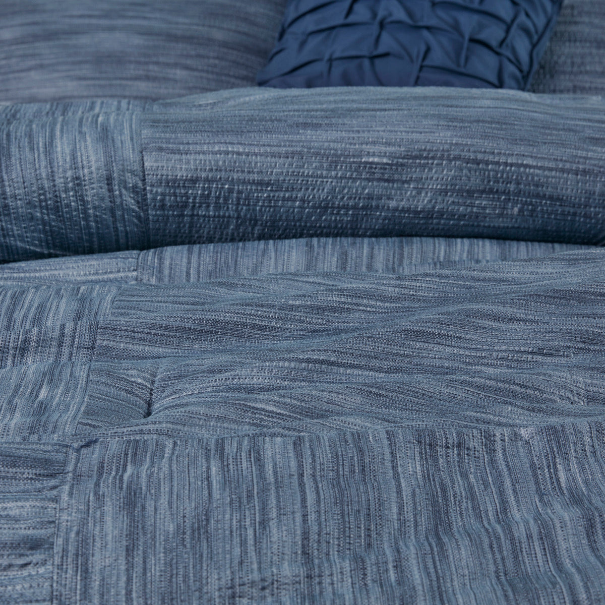 7 Piece Printed Seersucker Comforter Set Navy Queen Queen Navy Microfiber