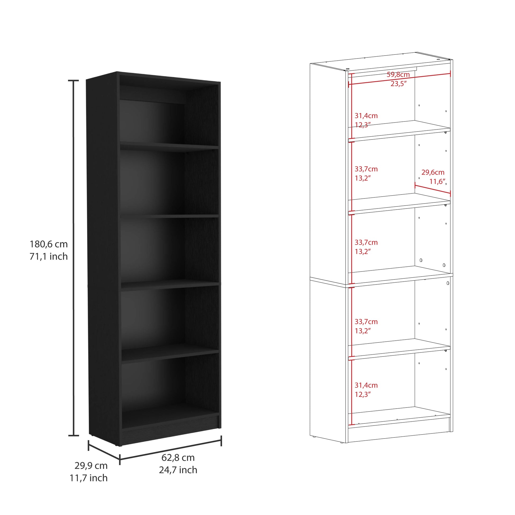 Lecanto 3 Piece Home Bookcase Set, 74" Wide With 13 Shelves And Two Door Cabinetliving Room Set Set Black Black Particle Board