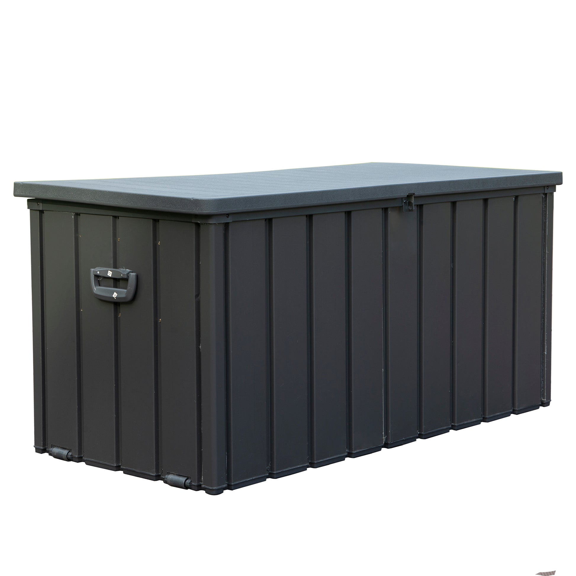 100 Gallon Outdoor Storage Deck Box Waterproof, Large Patio Storage Bin For Outside Cushions, Throw Pillows, Garden Tools, Lockable Dark Gray Dark Gray Steel