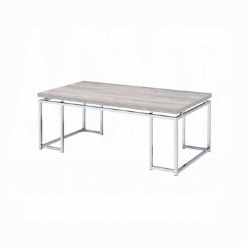 Natural Oak And Chrome Coffee Table With Metal Sled Base Oak Primary Living Space Modern Rectangular Wood Metal Sled
