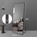 Floor Mirror Full Length Mirror Ultra Thin Aluminum Alloy Frame Modern Style Standing Hanging Mirror Wall Mounted Mirror Black Aluminium