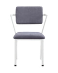 Grey And White Dining Chair With Padded Seat Set Of 2 Solid Grey White Dining Room Arm Chair Solid Back Set Of 2 Fabric Metal