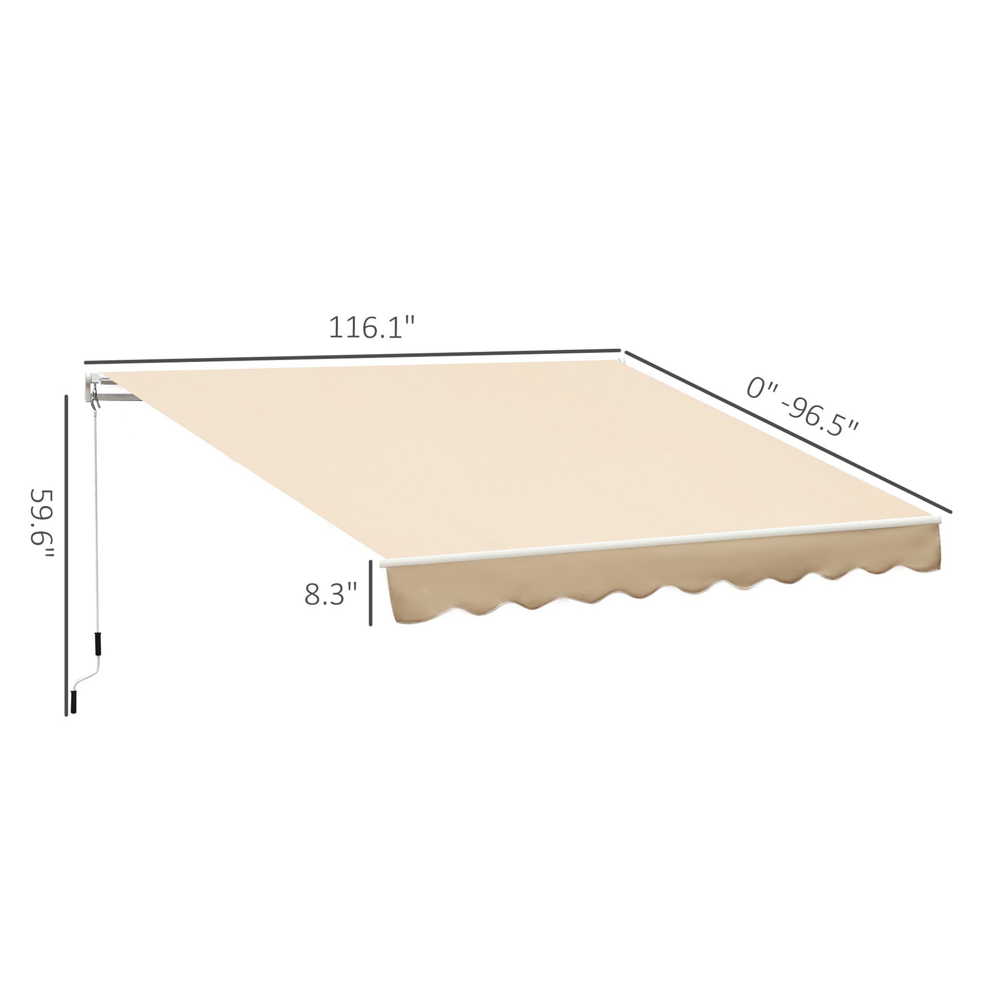 Outsunny 10' X 8' Retractable Awning, Patio Awnings, Sunshade Shelter W Manual Crank Handle, Uv & Water Resistant Fabric And Aluminum Frame For Deck, Balcony, Yard, Beige Beige Aluminum