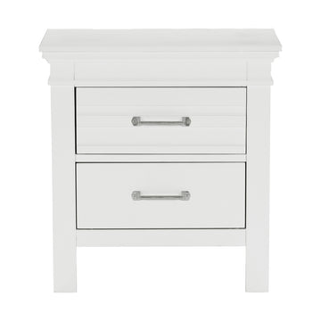 2 Drawers White Finish Nightstand Transitional Style Wooden Bedroom Furniture 1Pc Bed Side Cabinet Table White 2 Drawers Drawer Storage Bedroom Transitional Wood