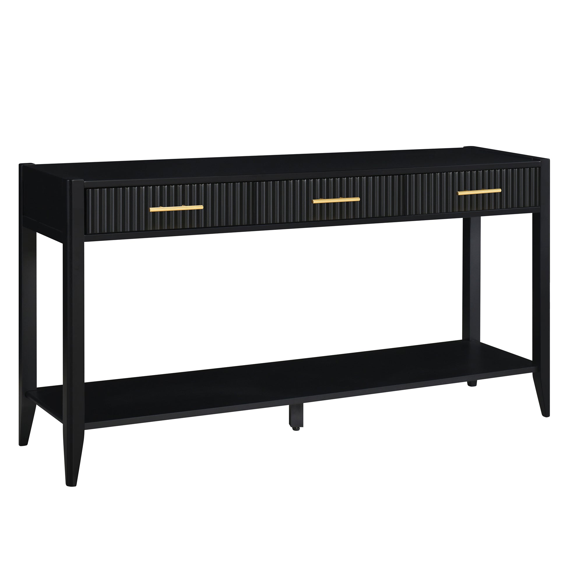 High Quality Entryway Console Table With Vertical Stripe Drawers, Long Legs,Suitable For Entryway, Hallway, Living Room, Foyer, Corridor Black Primary Living Space American Design Mdf