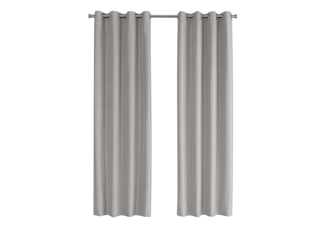 Curtain Panel, 2Pcs Set, 54"W X 84"L, 100% Blackout, Grommet, Living Room, Bedroom, Kitchen, Grey Thermal Insulation Polyester, Contemporary, Modern Silver Polyester