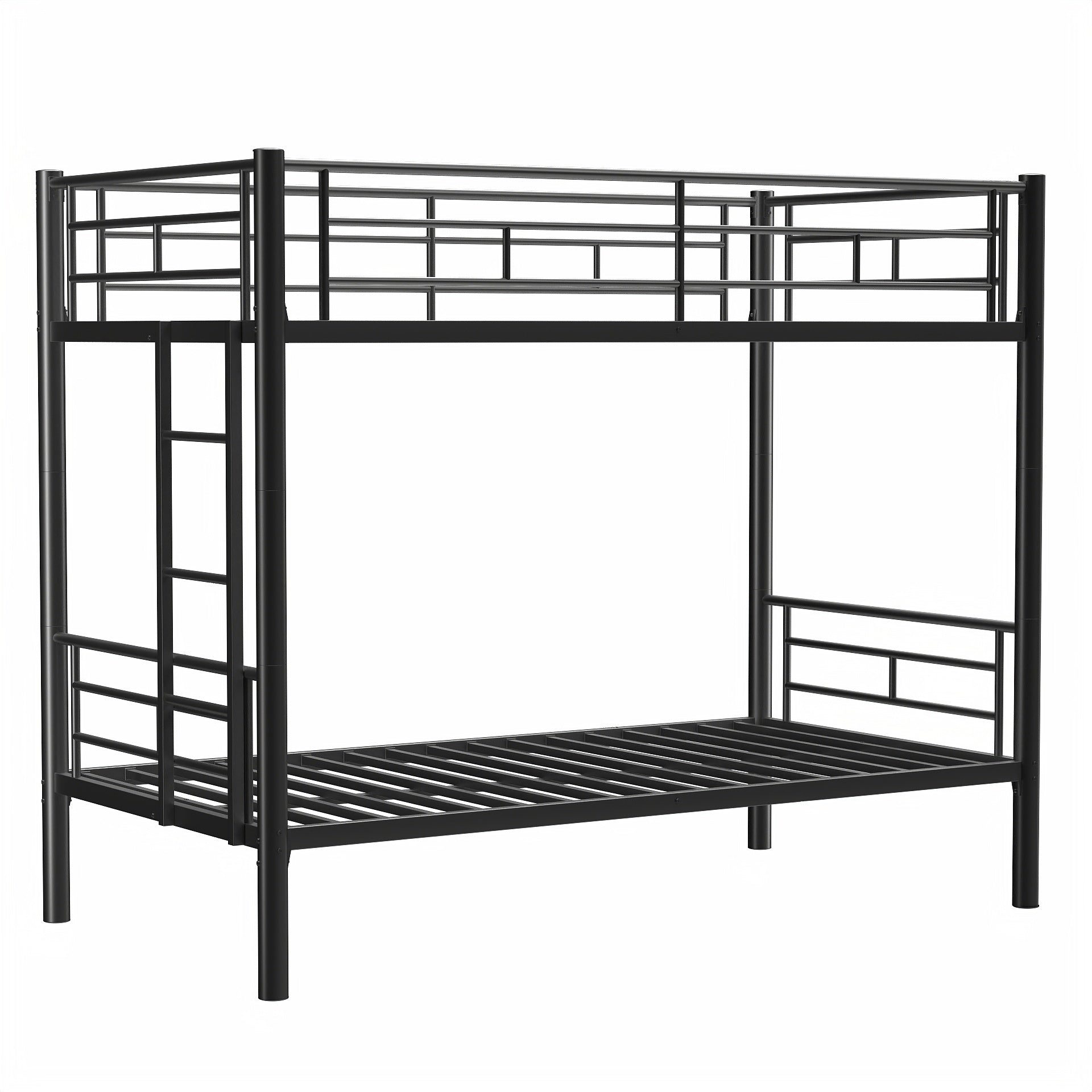 Bunk Bed Twin Over Twin Size With Ladder And High Guardrail, Able To Split, Metal Bunk Bed, Storage Space, Noise Free, Black Twin Black Metal Bedroom Metal