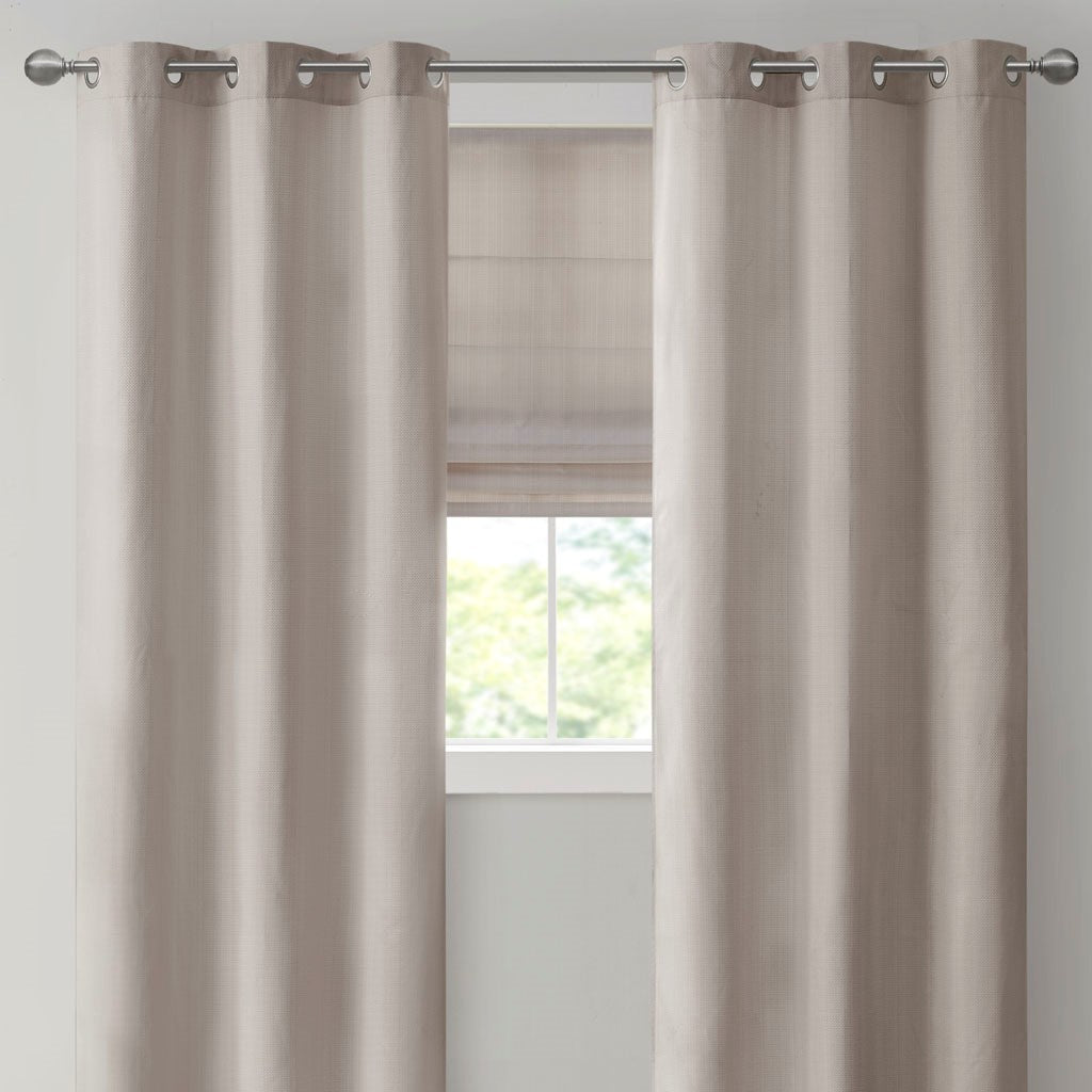 Basketweave Room Darkening Curtain Panel Pair 2 Pcs Window Panels Taupe Polyester