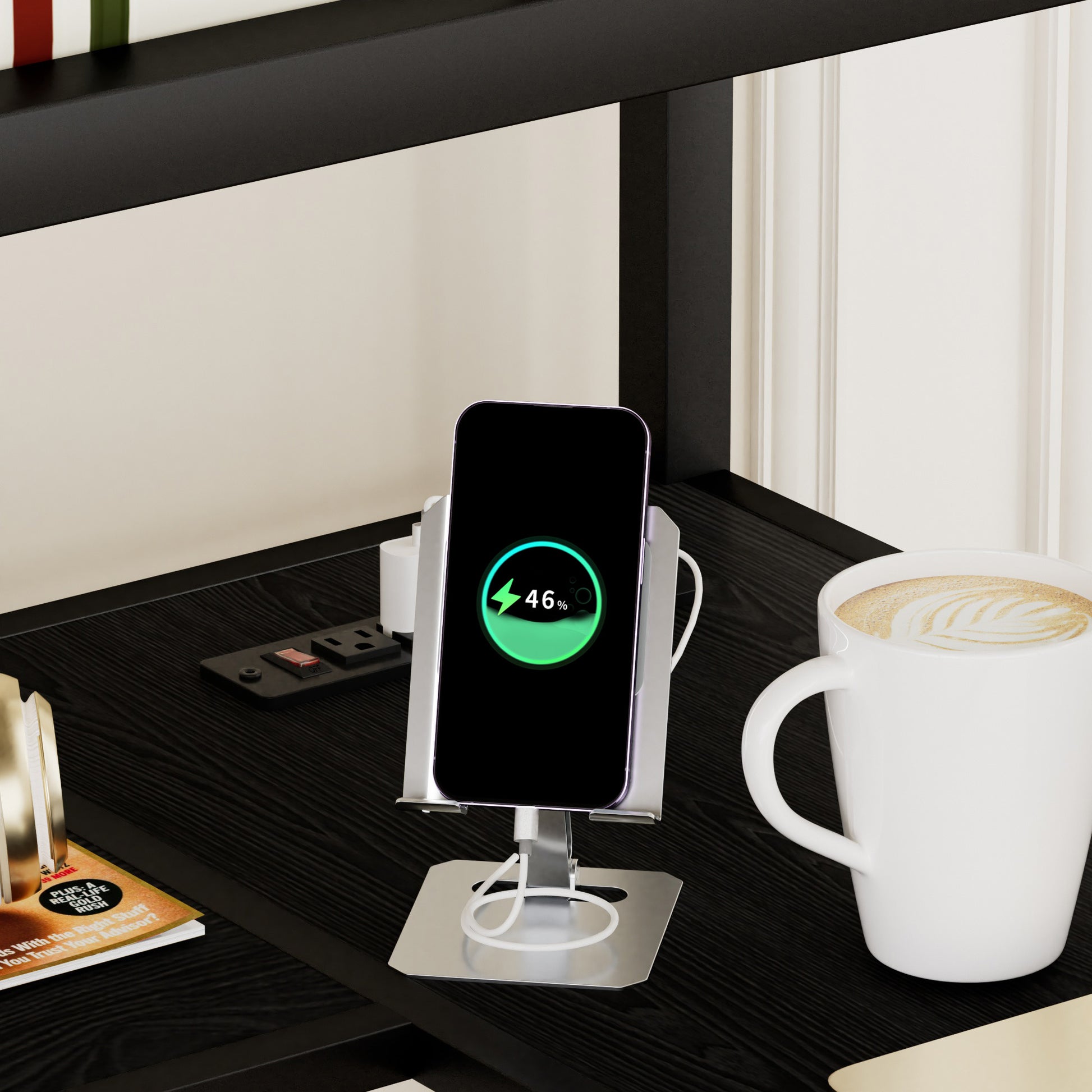 Full Size Metal Loft Bed With L Shaped Desk, Led Lights, Charging Cradle, Led Loft Bed Frame, Full Size Bed With One Cabinet Wardrobe And 2 Fabric Drawers, Safety Rails And Ladder, Black Black