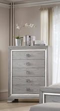 Contemporary 1Pc Light Gray Brown Finish 5 Storage Drawer Chest Mirrored Accents Beautiful Solid Wood Wooden Bedroom Furniture Light Grey Bedroom Contemporary Solid Wood