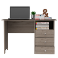 Jacksonville 3 Drawers Computer Desk With Open Storage Cabinet Triangular Office Pine Rectangular Beige Computer Desk Contemporary Manual Freestanding Rectangular Open Storage Desk Melamine Particle Board