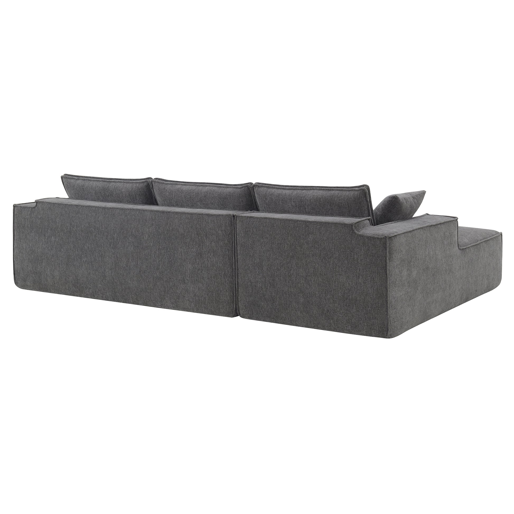 111.5*72"Minimalist Style Modular Sectional Sofa,Wrinkle Resistant Chenille Couch Set,L Shaped Sleeper Sofa Bed For Living Room,2 Pic Free Combination,No Assembly Require,3 Colors Gray Chenille 4 Seat