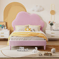 Twin Size Upholstered Cloud Shape Bed ,Velvet Platform Bed With Headboard,No Box Spring Needed,Pink Twin Pink Velvet