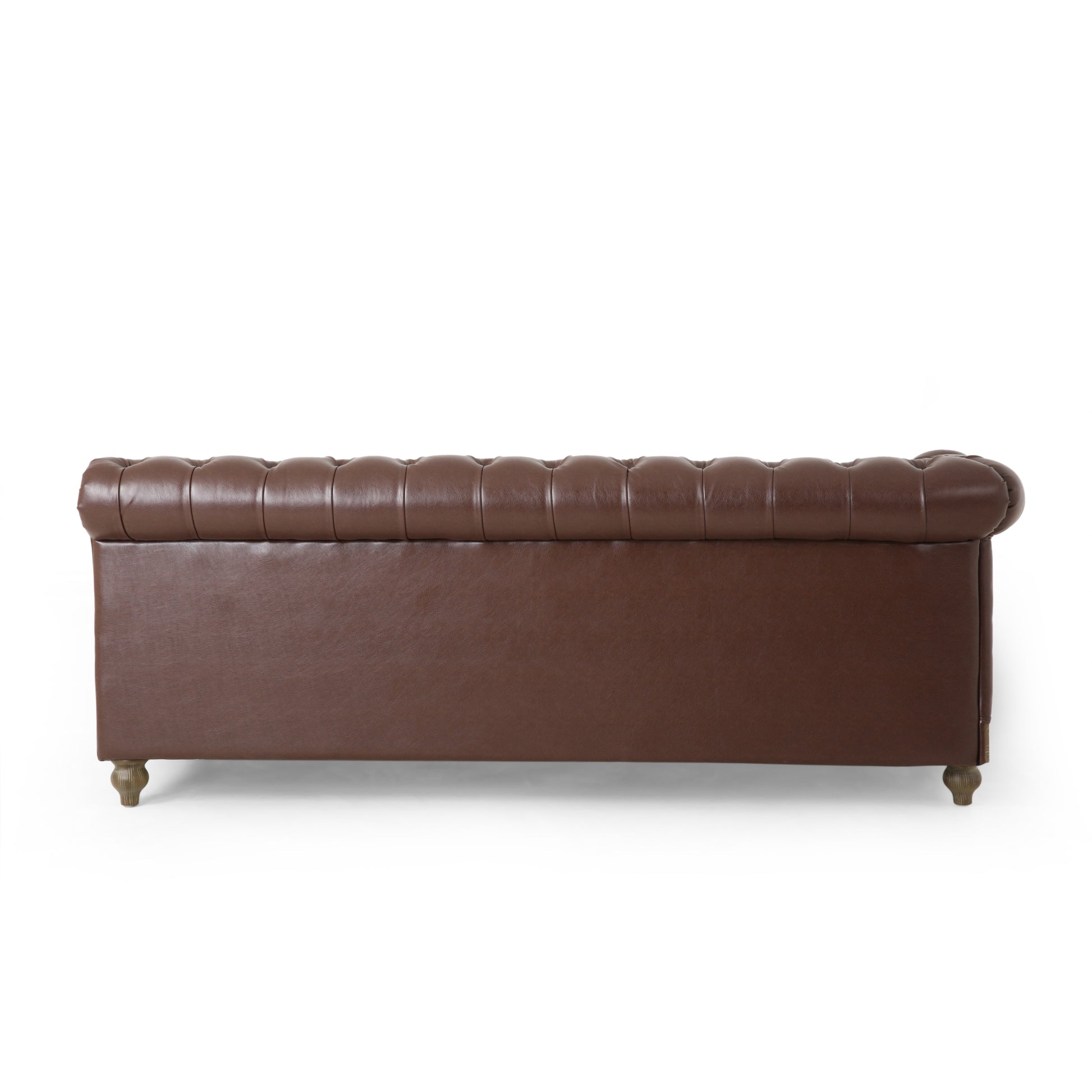 Mirod Comfy Large Sectional Sofa With Wooden Legs, Retro Style For Living Room Dark Brown Pu 6 Seat