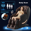 Deluxe Massage Chair, Full Body Zero Gravity Recliner With Ai Voice Control, Sl Track, Bluetooth, Foot Rollers, Airbags, Heating Black Black Brown Faux Leather Power Remote Primary Living Space Medium Duty Luxury,Modern Push Button Polyurethane Foam Abs