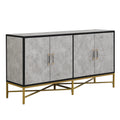 Distinctive Features Of Four Door Sideboard With Metal And Cross Leg Design,Suitable For Living Rooms,Entrance And Study Antique Gray American Design Mdf