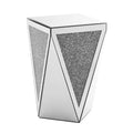 Inverted Triangular Mirror Square Table, Crystal Diamond Inlaid Coffee Table, Silver Glass Side Table Suitable For Corridors, Living Rooms, Corners, Bedrooms, Sofas Silver Mirrored Finish Desk And Chair Set Primary Living Space American Design