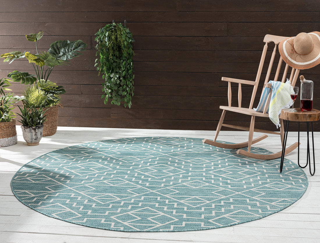 Modern, Geometric, Textured Cut Pile 2'7" X 4'11" Rectangle Area Rug Turquoise Polypropylene