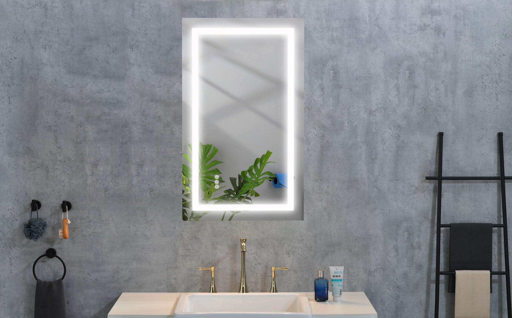 Led Bathroom Mirror 40 "X20" With Front And Backlight, Large Dimmable Wall Mirrors With Anti Fog, Memory, 3 Colors, Led Vanity Mirror White Aluminium