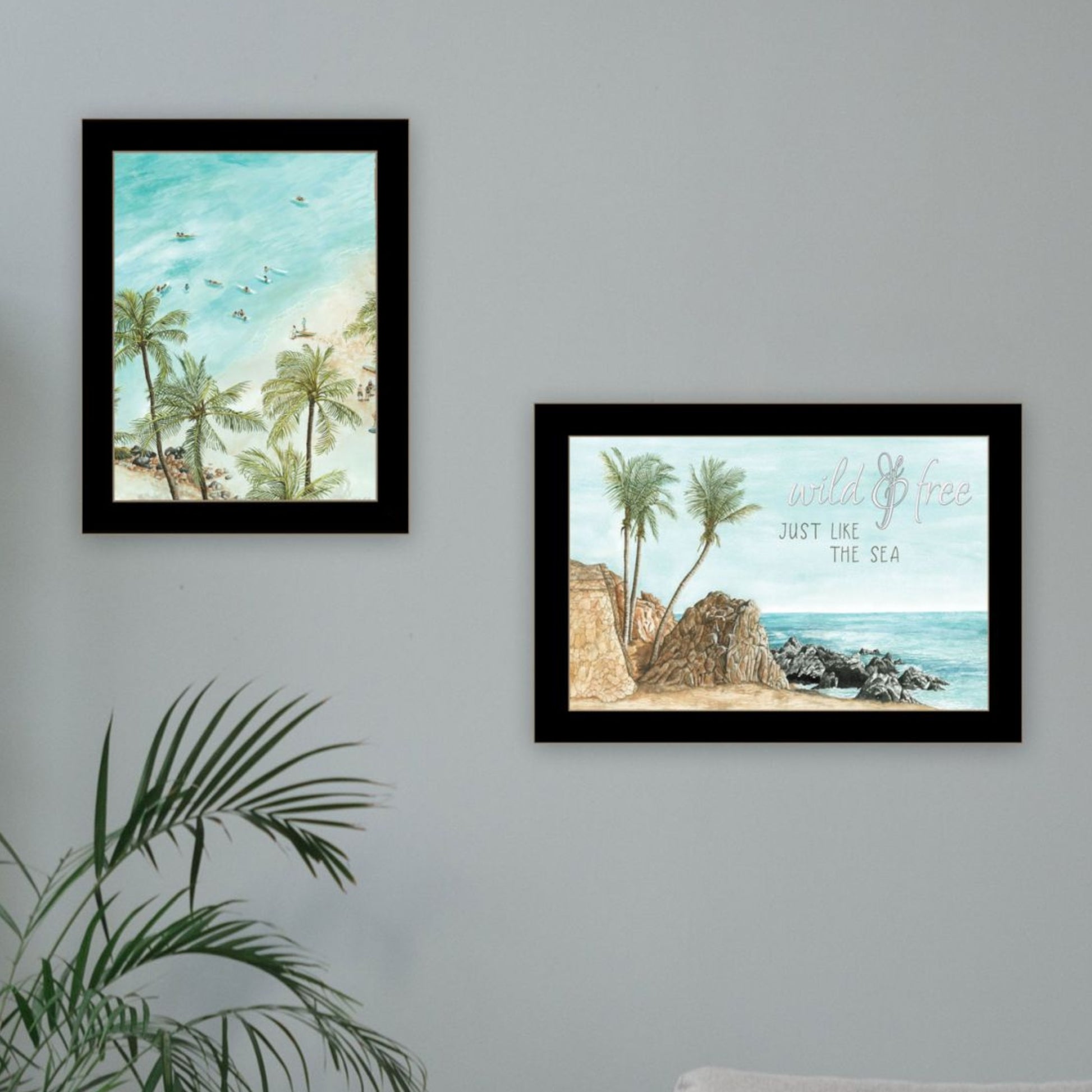 "Wild And Free" In The Ocean Breeze Framed Wall Art For Living Room, Wall Art Print For Home Decor, Bedroom Wall Art By Cindy Jacobs Multicolor Wood Paper