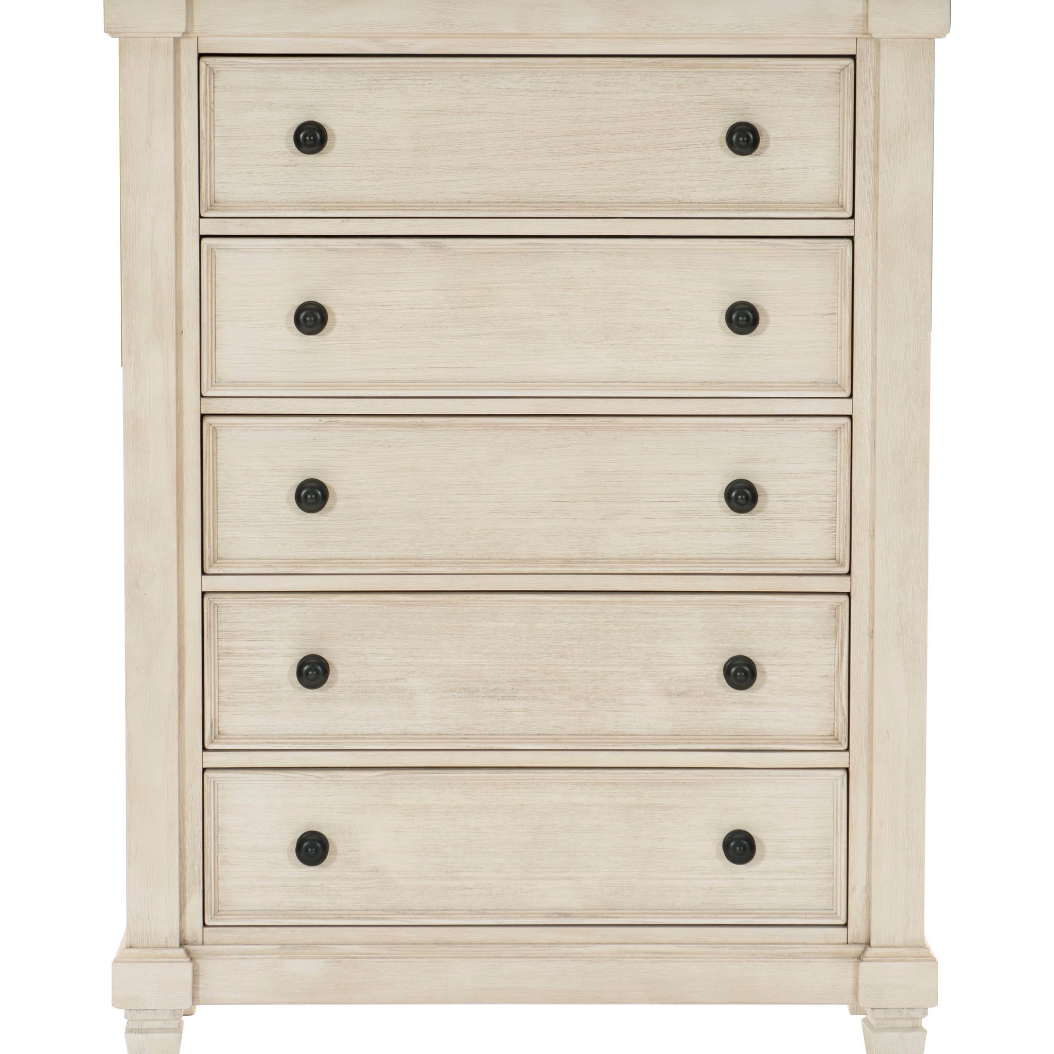 Transitional Rustic Style 1Pc Chest Of 5X Drawers Antique White And Rosy Brown Bedroom Furniture Antique White,Brown Mix Rustic,Transitional Wood